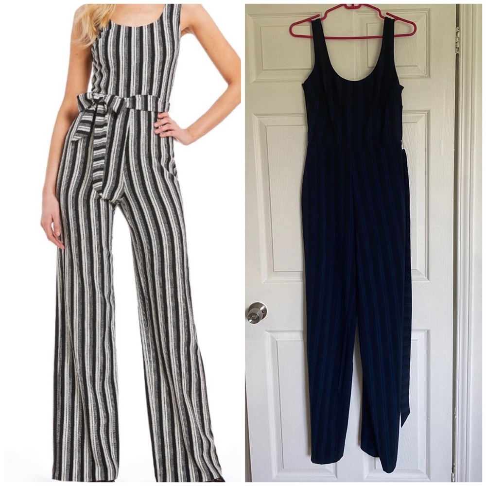 Karl Lagerfield Sleeveless Striped Jumpsuit Size 2 Blue and Black